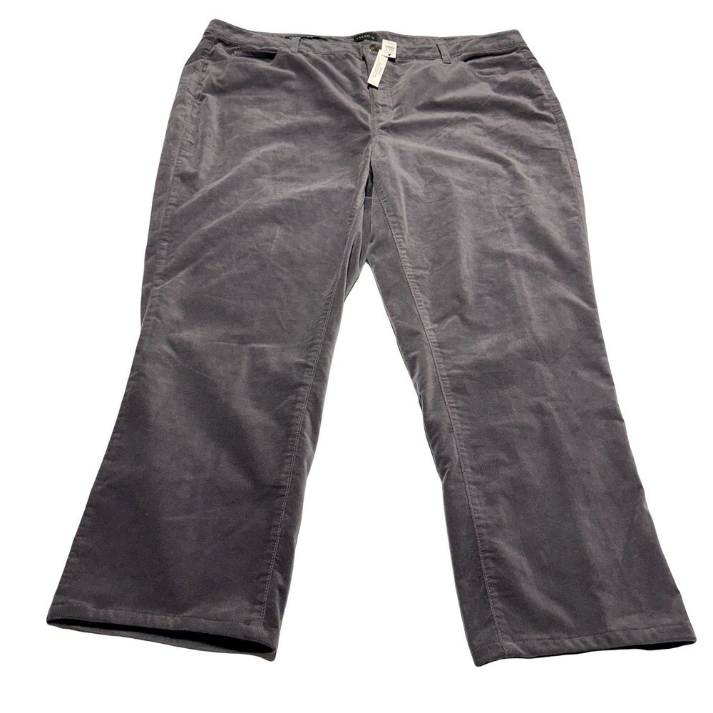 Talbots Women’s Velveteen Pants Size 22W Slimming Straight Leg Gray NWT